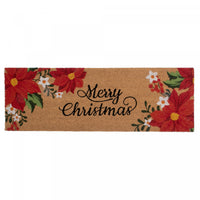 Coir Door Mat Poinsettia Merry Christmas 16 x 48 Floormat