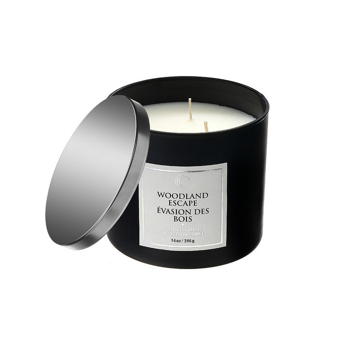 14 Oz 3 Wick Luxe Scented Candle with Lid Woodland Escape - Set of 2