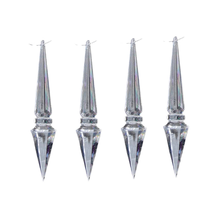 4 Pack Acrylic Diamond Icicles 5\" - Set of 2 Christmas Ornaments