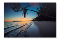 Palm And Tropical Beach In Punta Cana, Dominican Republic 24x36 Wall Art Frame And Fabric Panel
