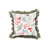 Digital Print Cushion with Fringe Berries and Pine - Set of 2 Cushions