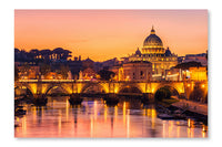 Rome, Italy With St Peter Basilica Of The Vatican 24x36 Wall Art Frame And Fabric Panel