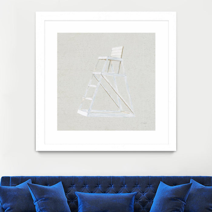 \"Serene Seaside Ii Tan\" Matted and Framed White 36x36 Wall Art