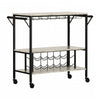 Maliza Bar Cart With Wine Bottle Storage And Wine Glass Rack - Faux Carrara Marble