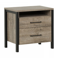 Munich 2-Drawer Nightstand - Weathered Oak and Matte Black 