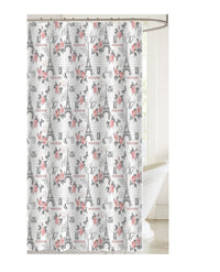 Printed Canvas Shower Curtain with Roller Hooks Paris