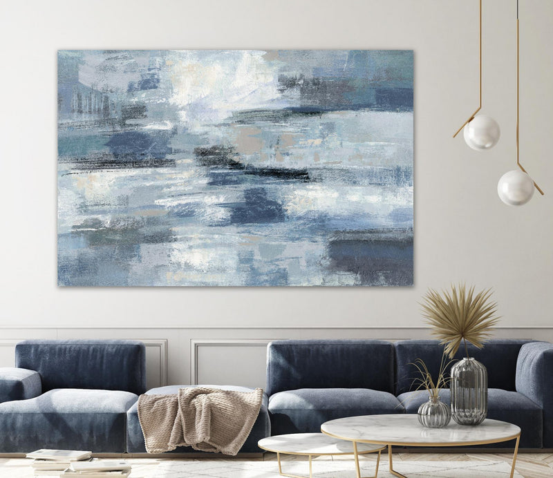\"Clear Water Indigo And Gray\" Giant Art 84x54 Wall Art