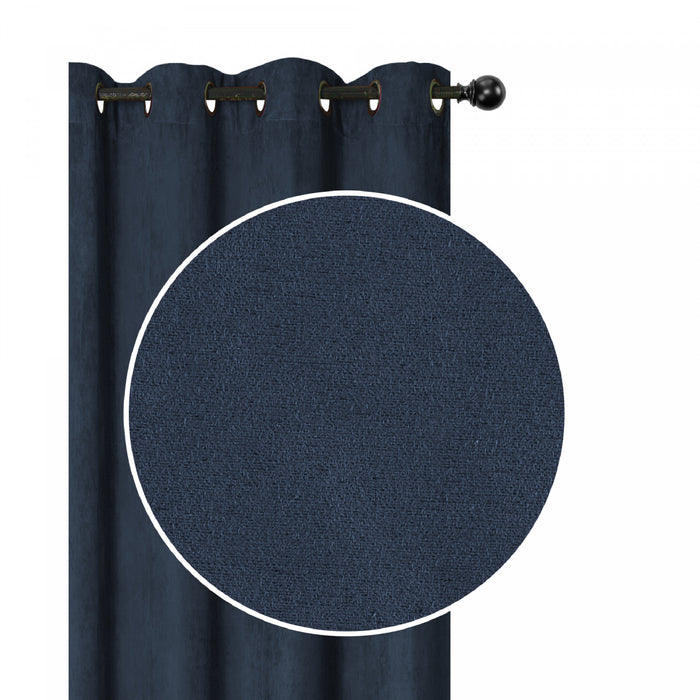 Faux Suede Panel With 8 Grommets Navy Blue - Set of 2 Drapes and Blinds
