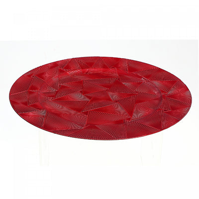 Charger Plate Trinity Red 13" - Set of 6 Dinnerware|Assiette de présentation de 13 po rouge ornée de triangles - ensemble de 6