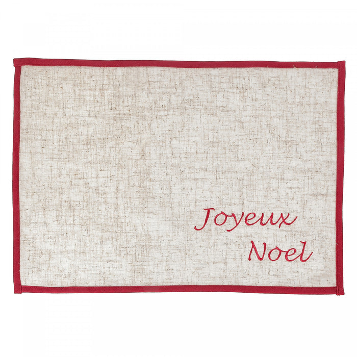 Embroidered Placemat Joyeux Noel 13 x 18 - Set of 12