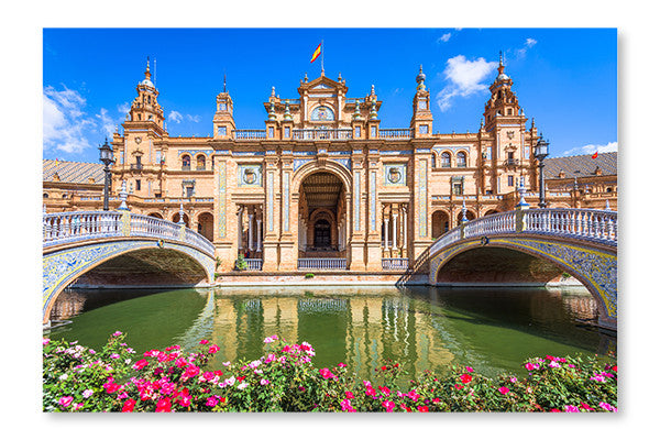 Seville, Spain At Spanish Square 16x24 Wall Art Frame And Fabric Panel
