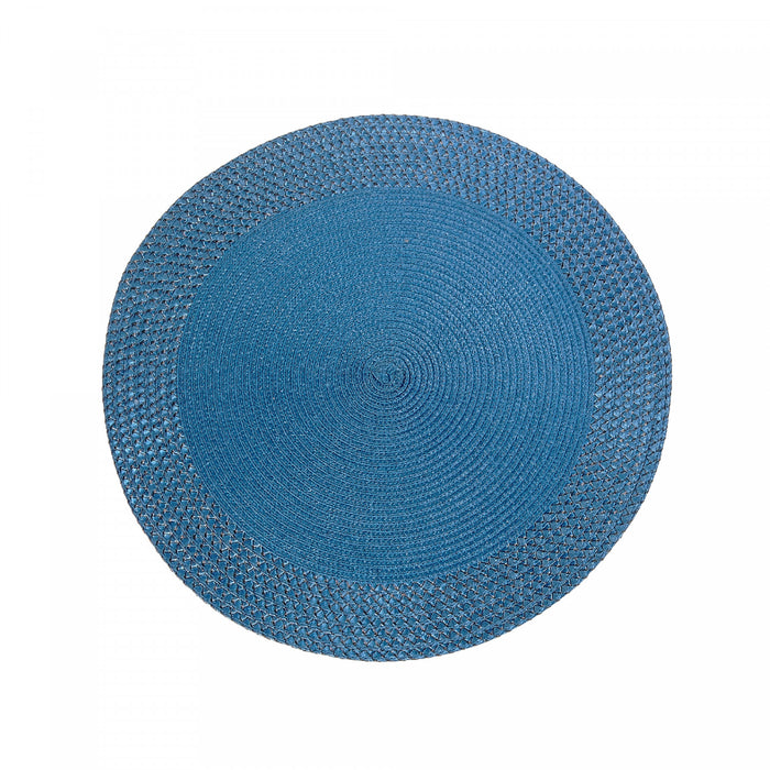 Vinyl Round Placemat with Blue Border - Set of 12