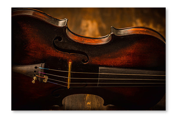 Detail Of Old Violin In Vinstage Style On Wood Background 24x36 Wall Art Frame And Fabric Panel