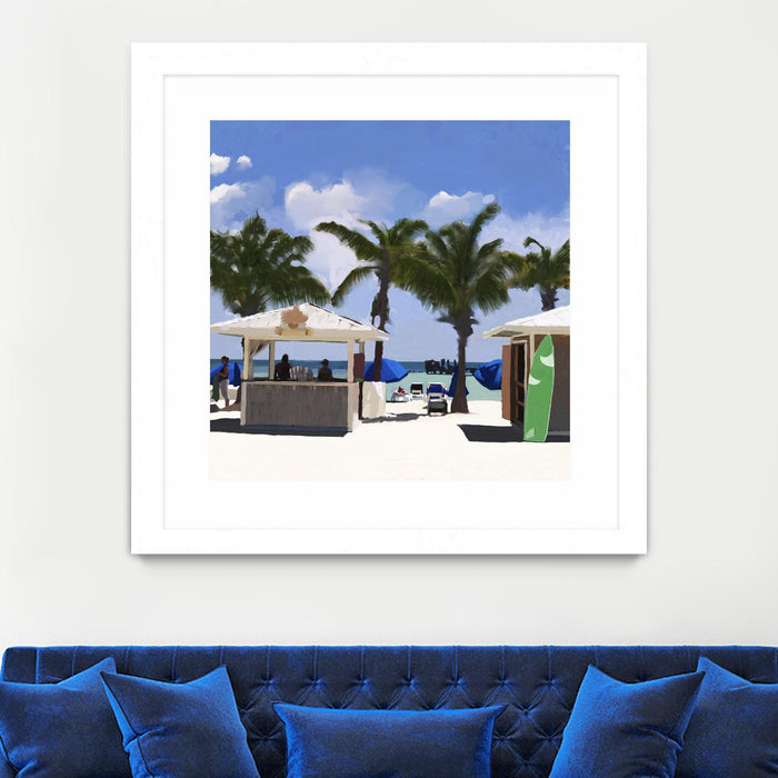 \"Key West Cabana I\" Matted and Framed White 30x30 Wall Art