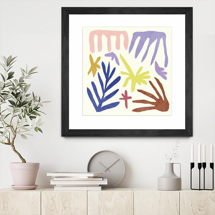 \"Coral Construction Ii\" Matted and Framed Black 30x30 Wall Art