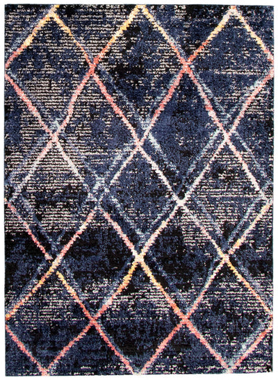 Makondo Abstract Navy Blue Area Rug - 6'7" x 9'6"