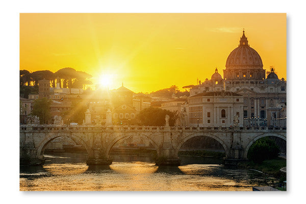 Rome Skyline With Vatican St Peter Basilica 24x36 Wall Art Frame And Fabric Panel