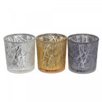 Glass Tealight Holders Crackled - Set of 3 Candle Holder