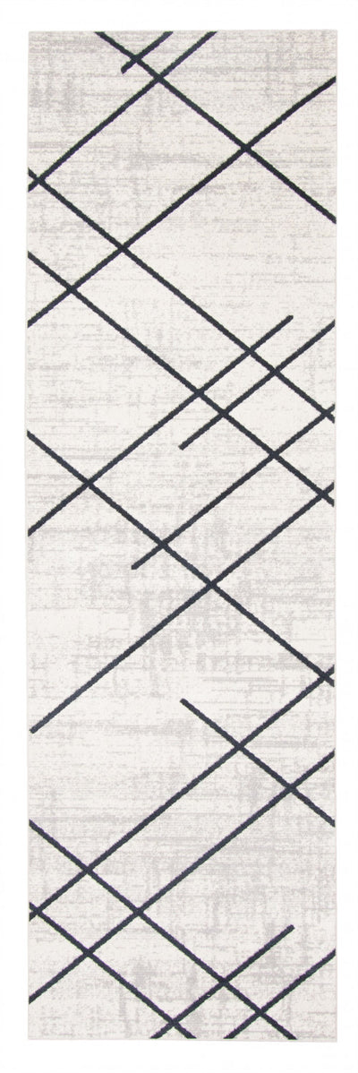 Damali Ivory/Blue Machine Washable Area Rug - 2'6" x 8'0"