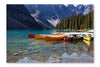 Canoes On Moraine Lake 28x42 Wall Art Frame And Fabric Panel