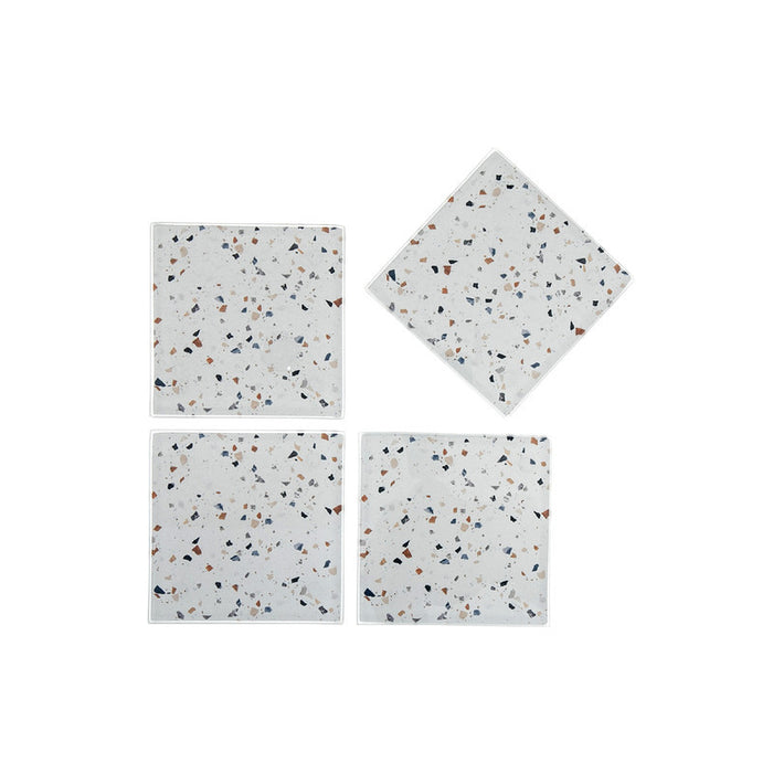 4 Pc Square Glass Coasters Terrazzo