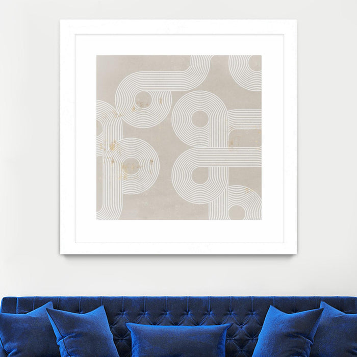 \"Fluxus I\" Matted and Framed White 30x30 Wall Art