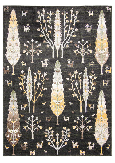 Pine Black Machine Washable Area Rug - 6'0" x 9'0"