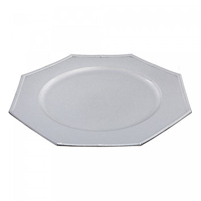 Charger Plate Octagon Silver 13" - Set of 6 Dinnerware|Assiette de présentation octogonale de 13 po argentée - ensemble de 6