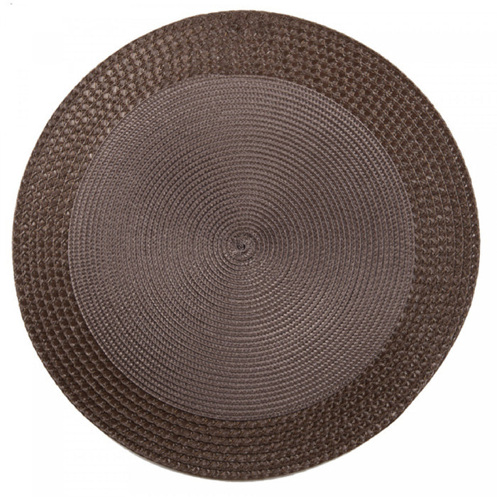 Vinyl Round Placemat with Chocolate Border - Set of 12