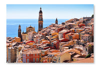 Old Town Architecture Of Menton On French Riviera 2 24x36 Wall Art Frame And Fabric Panel