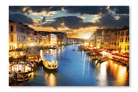 Grand Canal At Night, Venice 24x36 Wall Art Frame And Fabric Panel