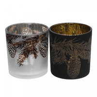 Glass Tealight Holders Pinecones - Set of 2 Candle Holder