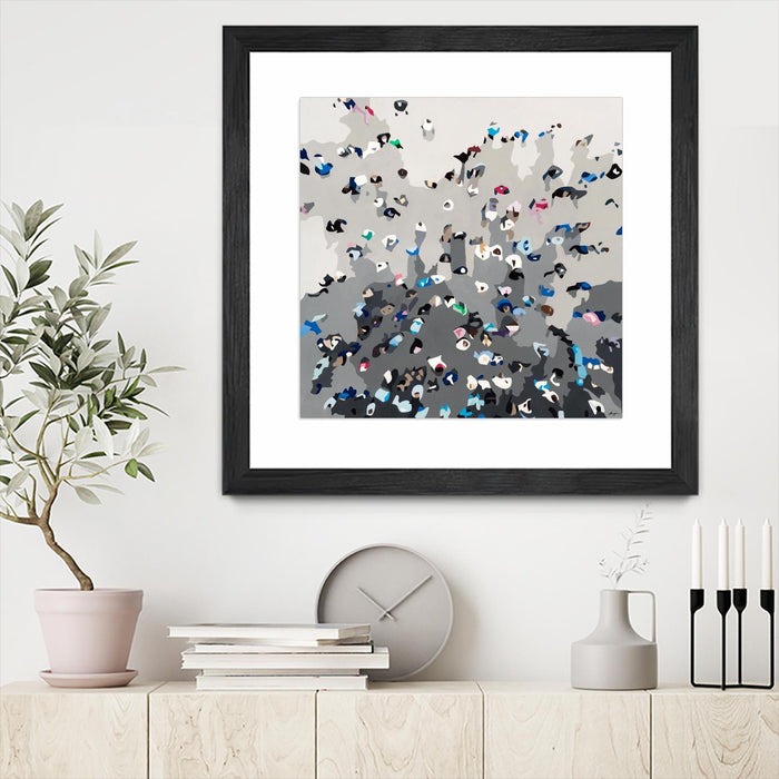 \"Crowd Sourcing\" Matted and Framed Black 30x30 Wall Art