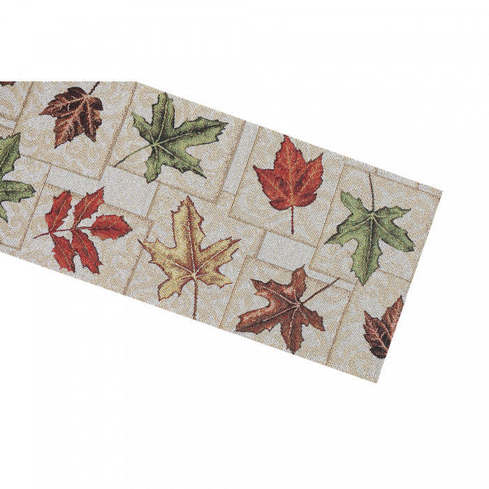 Tapestry Table Runner Square End Leaves
