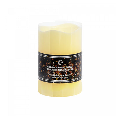 LED Wave Top Unscented Ivory Candle with Timer 4 x 6" - Set of 2|Chandelle à DEL non parfumée ivoire à rebord inégal 4 po x 6 po avec minuterie - ensemble de 2