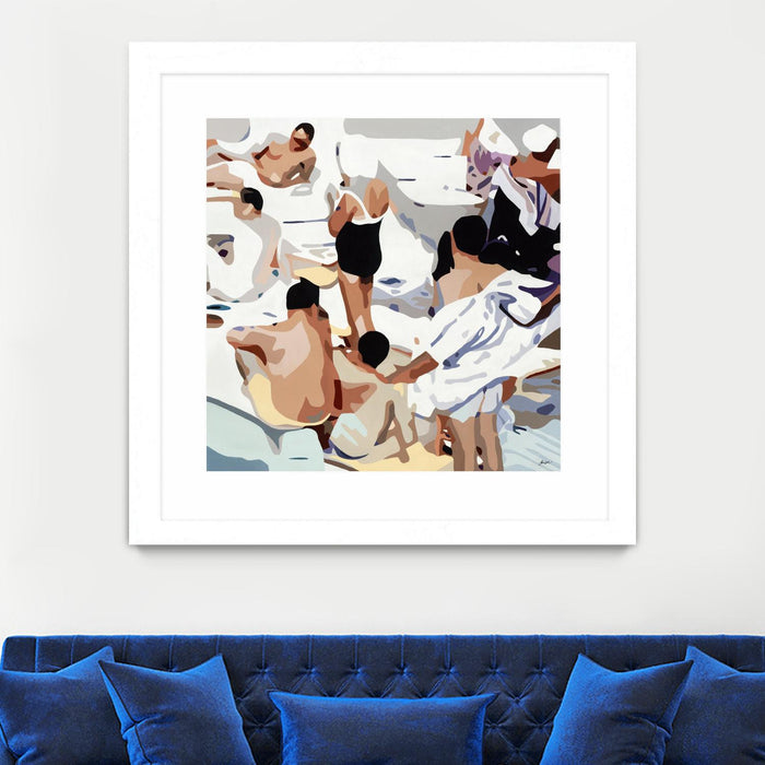 \"Tammy & Greg's Pool Party\" Matted and Framed White 36x36 Wall Art