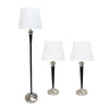 Elegant Designs Malbec Black And Brushed Nickel 3 Pack Lamp Set (2 Table Lamps, 1 Floor Lamp)