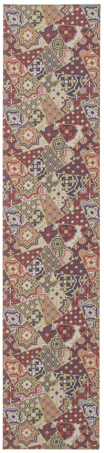 Bellezza Red-Green Area Rug - 2'2" x 8'0"