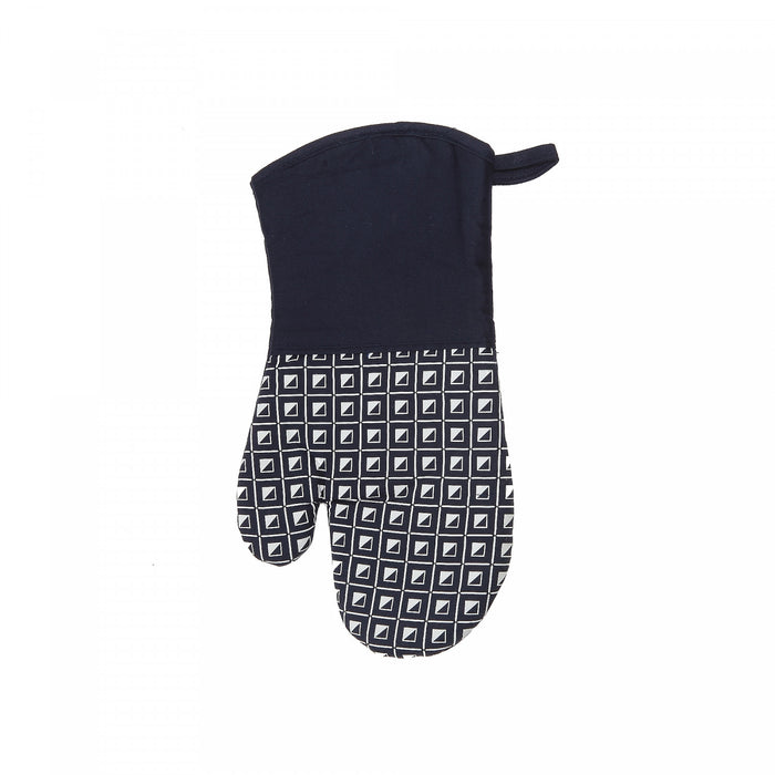 Silicon Print Oven Mitt Geo Navy Blue - Set of 4