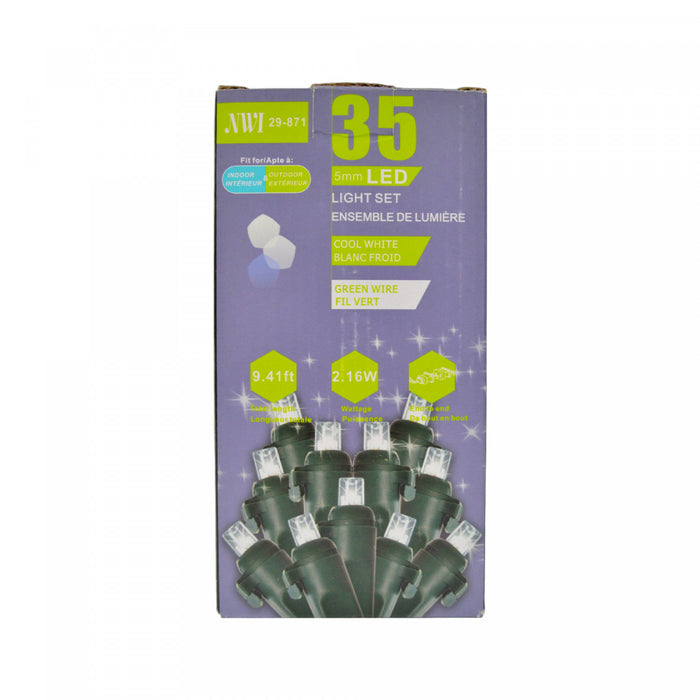 35 Lt 5mm LED Indoor/outdoor Light Set Clear Bulbs - Set of 2 Christmas Lights