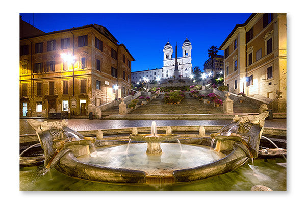 Spanish Steps, Rome - Italy 28x42 Wall Art Frame And Fabric Panel