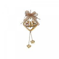 Metal Diamond Shaped Ornament with Reindeer Gold - Set of 6 Christmas Ornaments