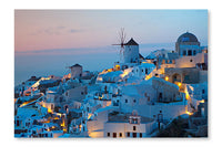 Santorini Island In Greece During Sunset 28x42 Wall Art Frame And Fabric Panel
