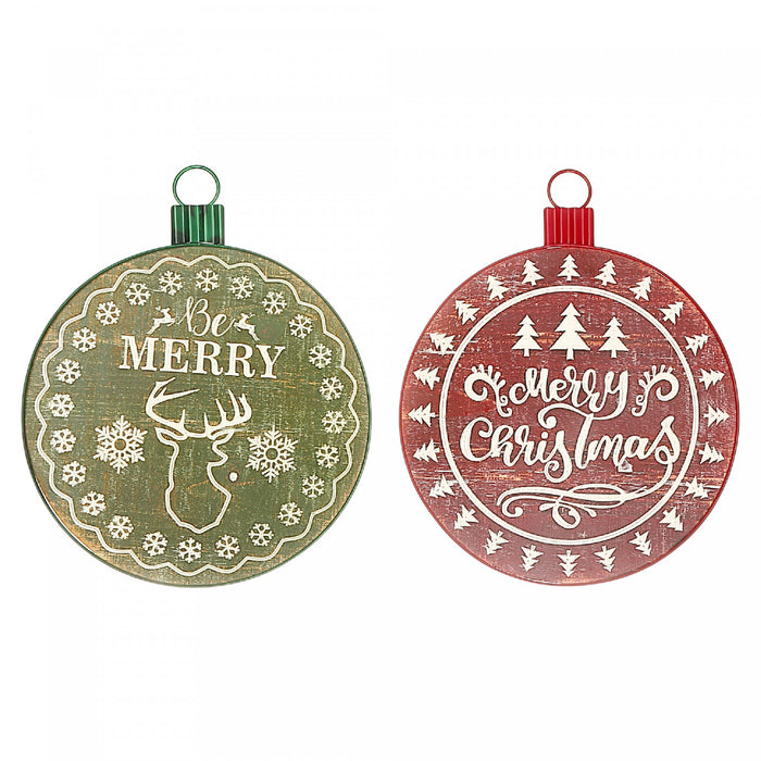Round Ornament Hanger with Engravings - Set of 2