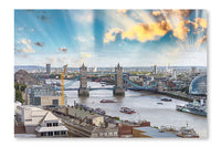 London Skyline With Tower Bridge And River Thames 24x36 Wall Art Frame And Fabric Panel