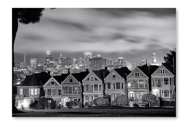 San Francisco Skyline From Alamo Square 16x24 Wall Art Frame And Fabric Panel