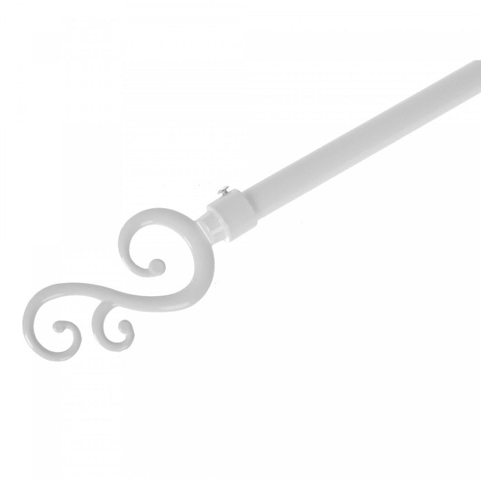 16/19mm Metal Drape Pole Set Leaf Scroll - White