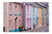 Colorful Old Fisherman's Cottages In Devon Uk 16x24 Wall Art Frame And Fabric Panel