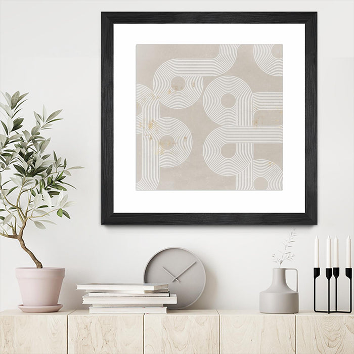 \"Fluxus I\" Matted and Framed Black 36x36 Wall Art
