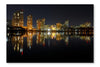 Dark Cityscape With Illuminated Buildings 28x42 Wall Art Frame And Fabric Panel